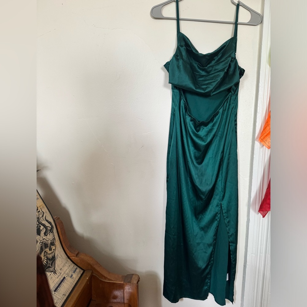Vintage Emerald Green Satin Dress Size 6